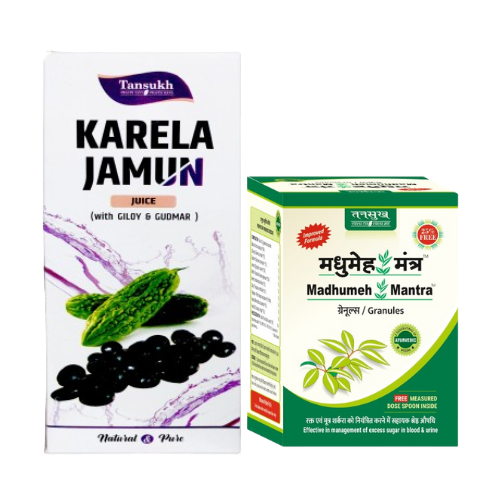 Tansukh Madhumeh Mantra Granules Karela Jamun Juice  Diabetes Care COMBO PACK Jar of 150+500 GM