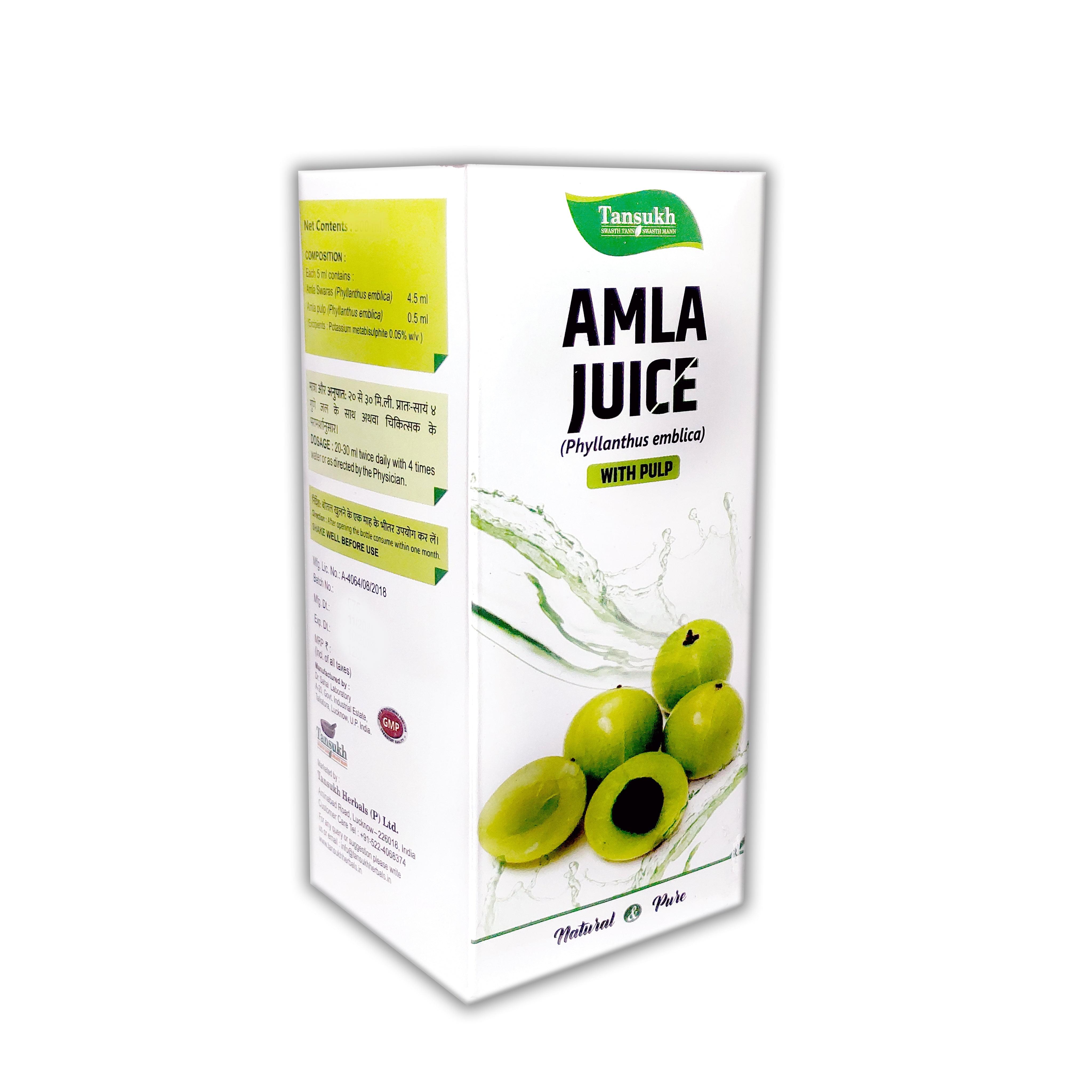 Tansukh Amla Juice Swaras with Amla Pulp Bottle of 500 ML